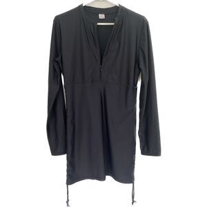 ili Shop Black 1/2 Zip Long Sleeve Jersey Workout Dress